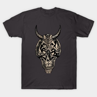 Tribal Tattoo Bulls Skull T-Shirt